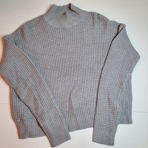 RDI Knit Mock Neck Gray Pullover Sweater with Straight Hem